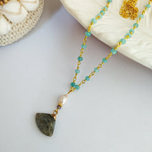 Load image into Gallery viewer, Necklace Fan Stone with Pearl