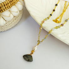 Load image into Gallery viewer, Necklace Fan Stone with Pearl