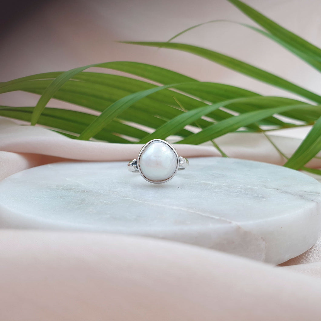 Ring Pearl Full Moon 925 Silver Handmade Jewellery