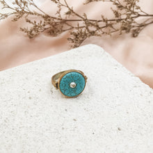 Load image into Gallery viewer, Ring Antique Turquoise Mini Pearl Dot
