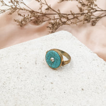 Load image into Gallery viewer, Ring Antique Turquoise Mini Pearl Dot