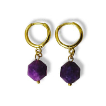 Load image into Gallery viewer, Earring Hoop with Pendant Gemstone
