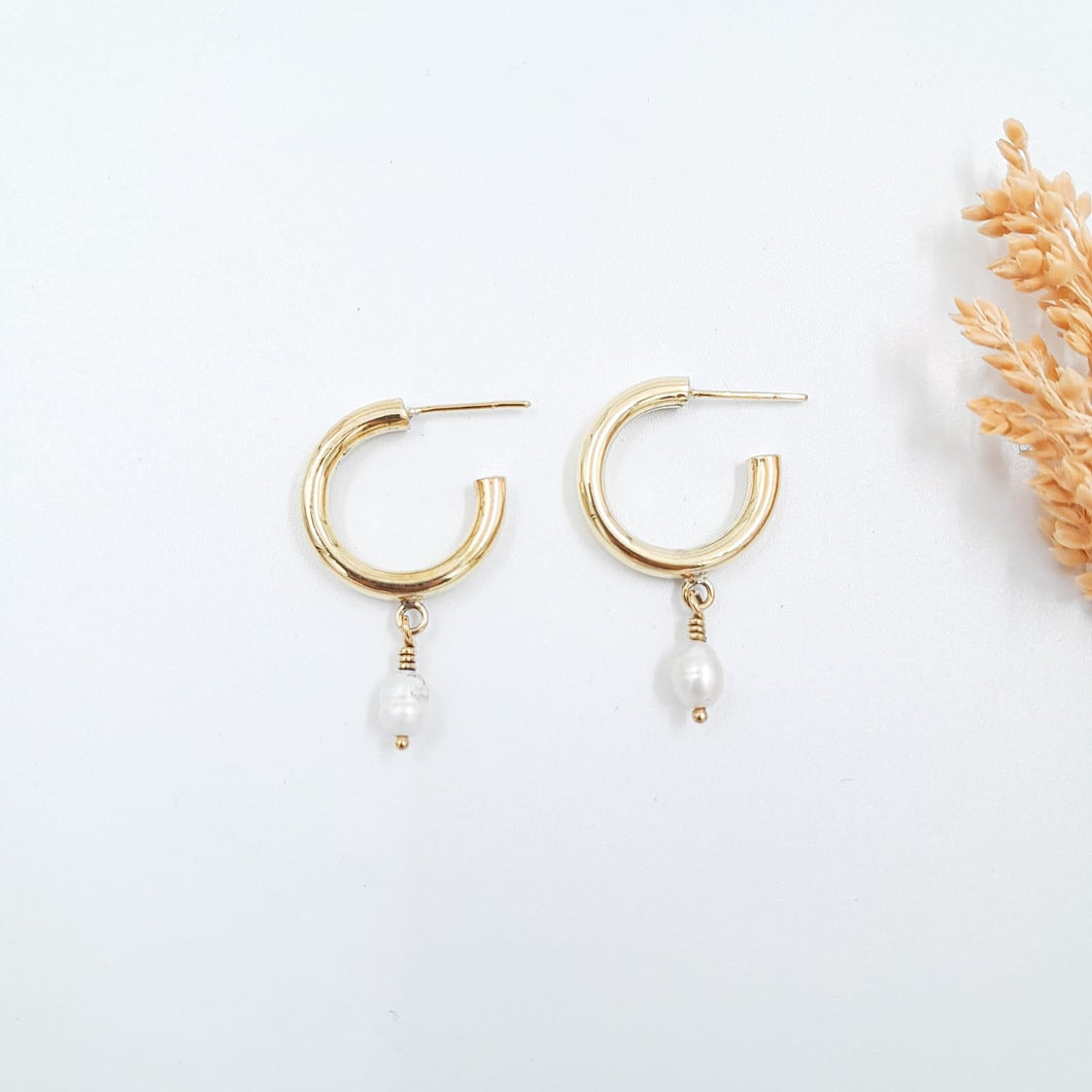 Earring Hoop Stud Pearl