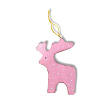 Load image into Gallery viewer, Wooden Christmas Ornaments Deer Pink Dot
