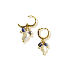 Load image into Gallery viewer, Earring Hoop Stone And Pearl
