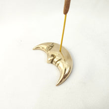 Load image into Gallery viewer, Brass Incense Holder Moon With Face
