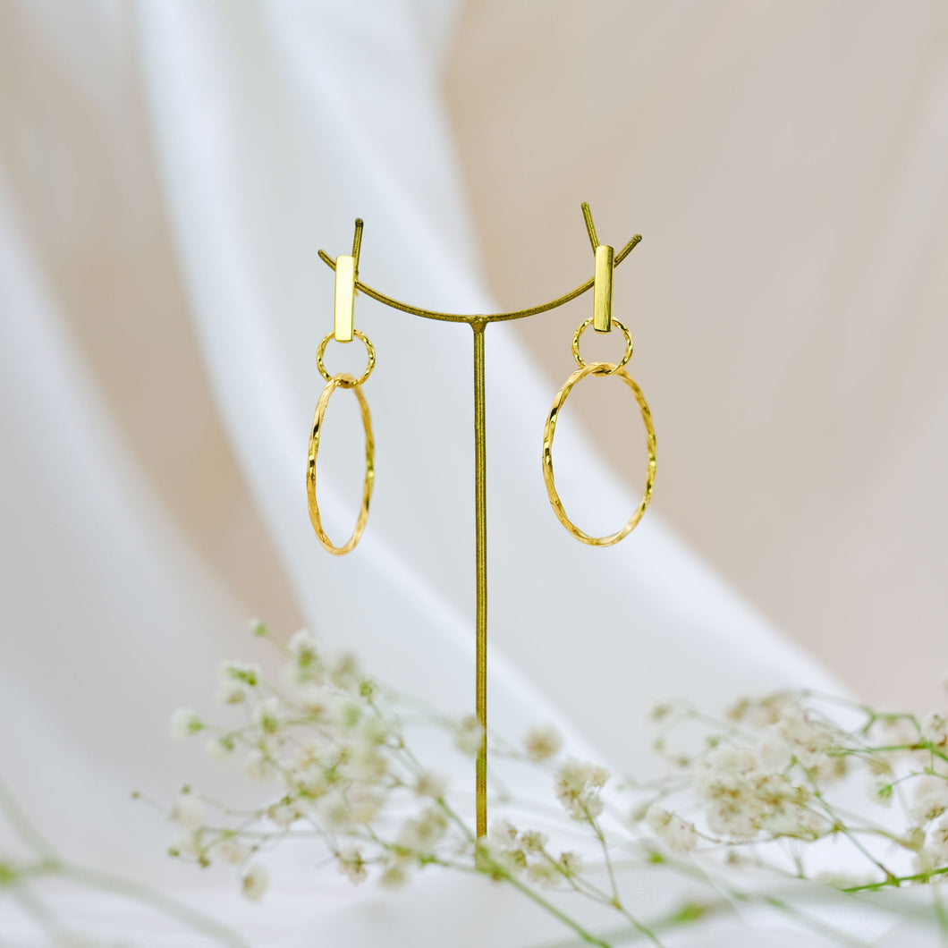 Earring Double Circle Golden Handmade Jewellery