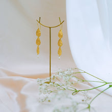 Load image into Gallery viewer, Earring Triple Drop with Mini Pearl Golden Handmade Jewellery
