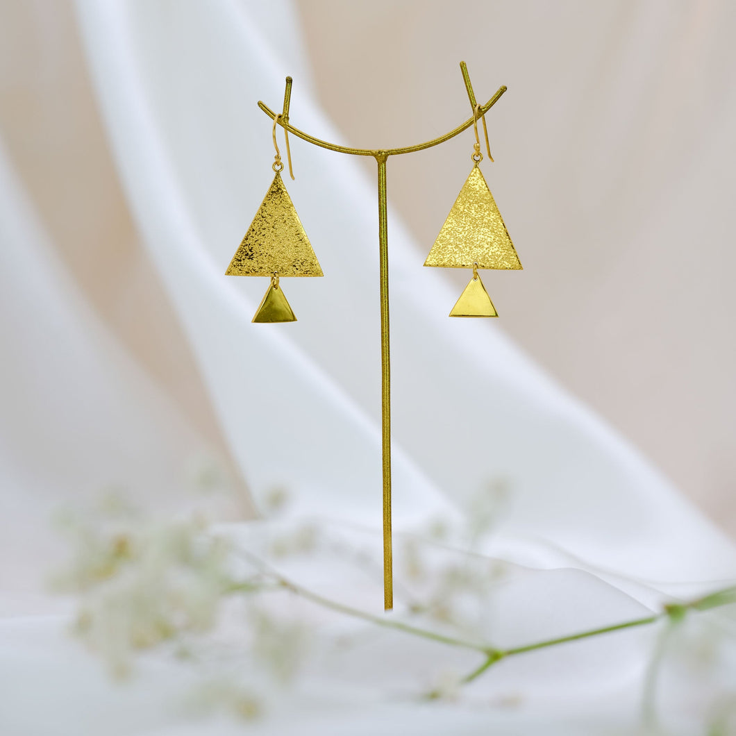 Earring Cleopatra Big double triangle Golden Handmade Jewellery