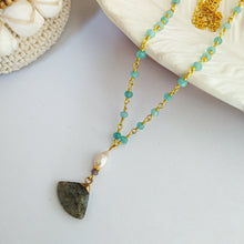Load image into Gallery viewer, Necklace Fan Stone with Pearl

