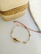 Load image into Gallery viewer, Bracelet Gold and Silver Cowrie Shell Heishi
