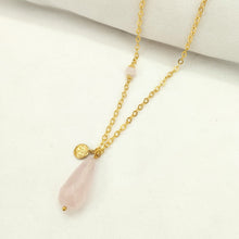 Load image into Gallery viewer, Necklace Tear Drop Rose Quartz
