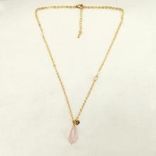 Load image into Gallery viewer, Necklace Tear Drop Rose Quartz
