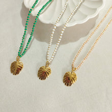 Load image into Gallery viewer, Necklace Mini Beads and Monstera Leaf
